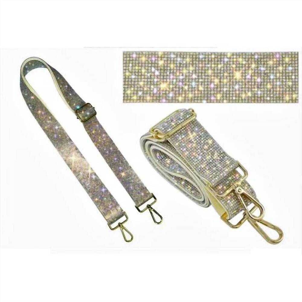 NEW MIMI WHOLESALE women's iridescent adjustable handbag strap in silver rhinest